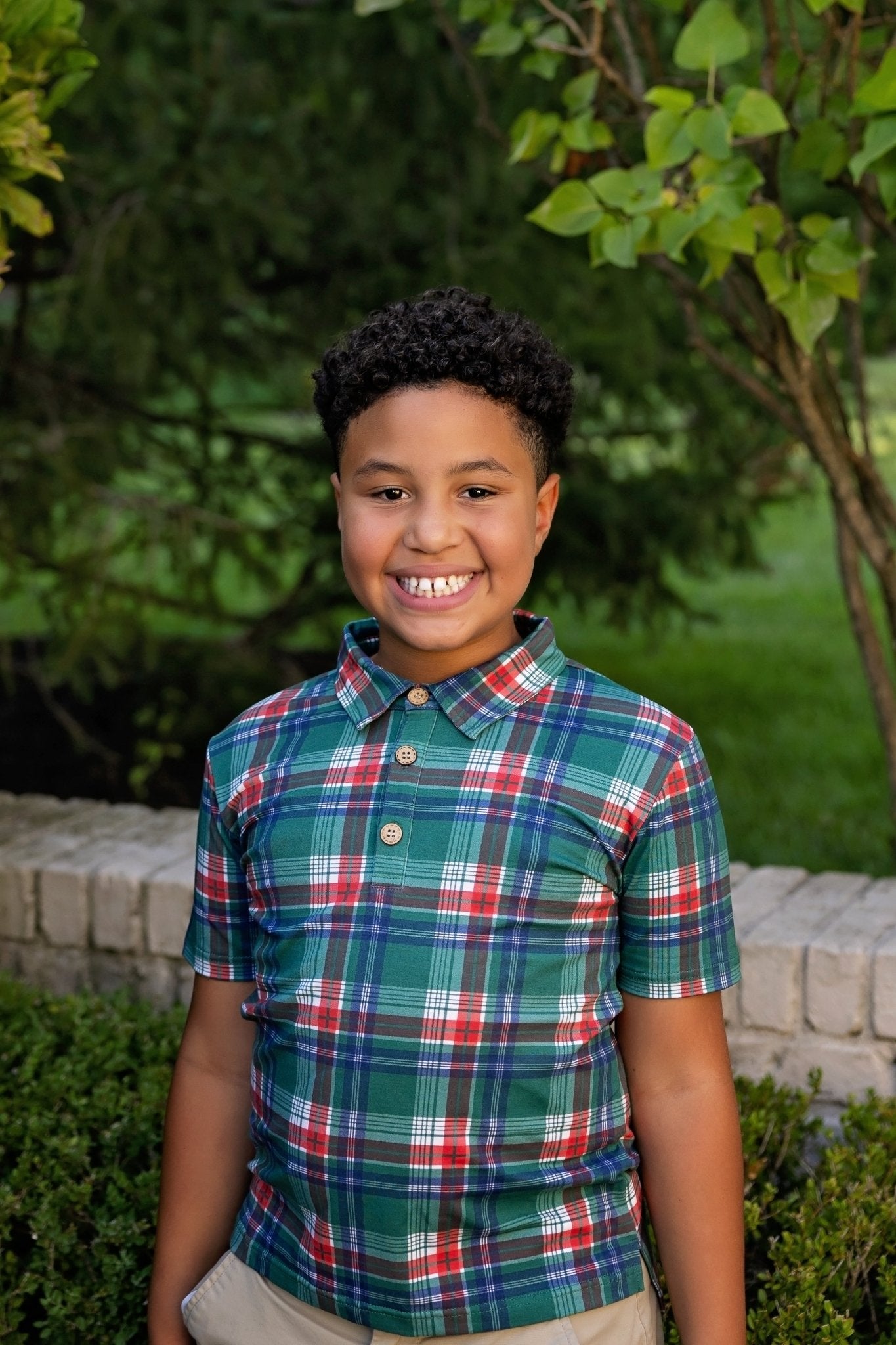 Christmas Plaid Boys Polo