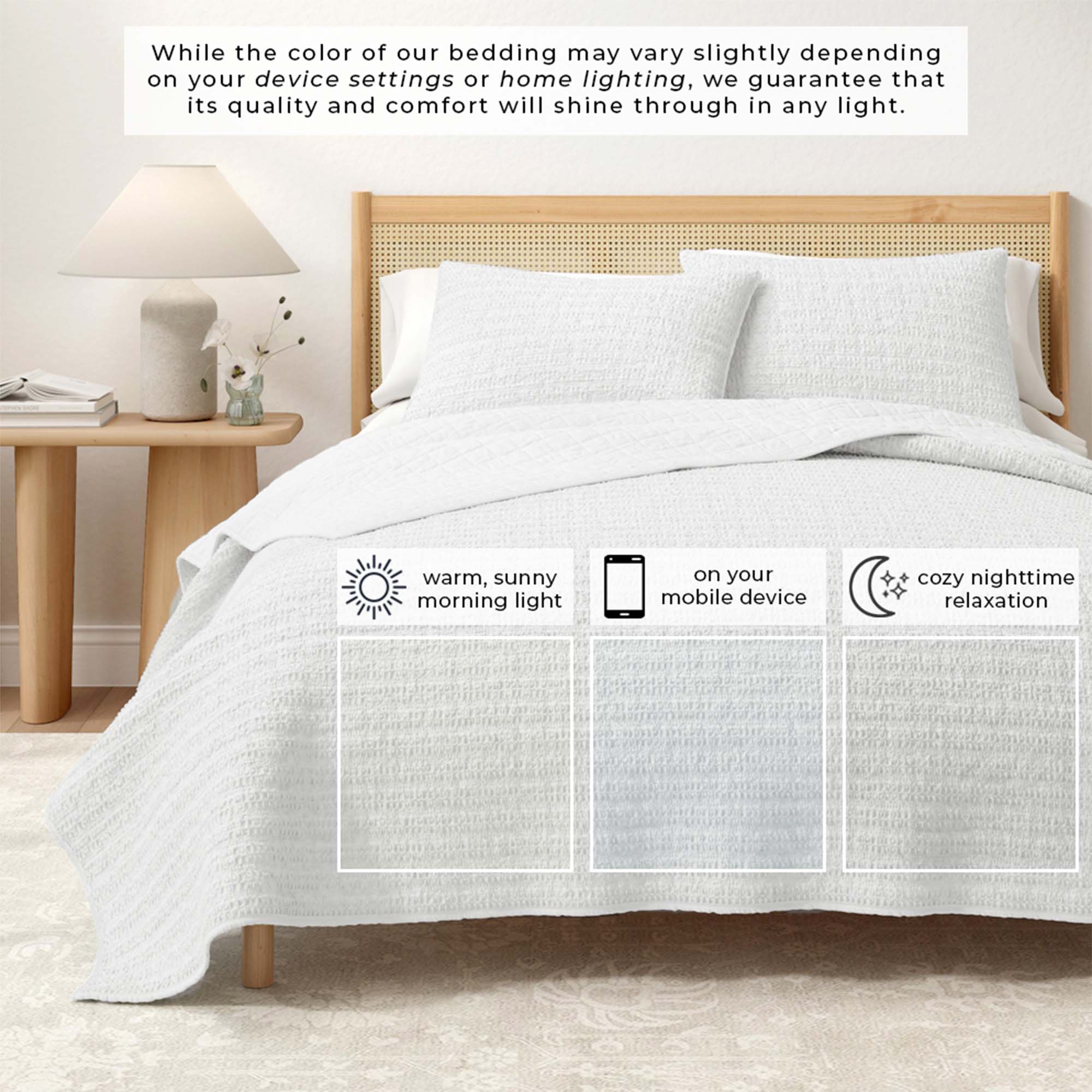 100% Cotton Honeycomb Waffle Garment Washed Quilt Set - Genevieve Collection