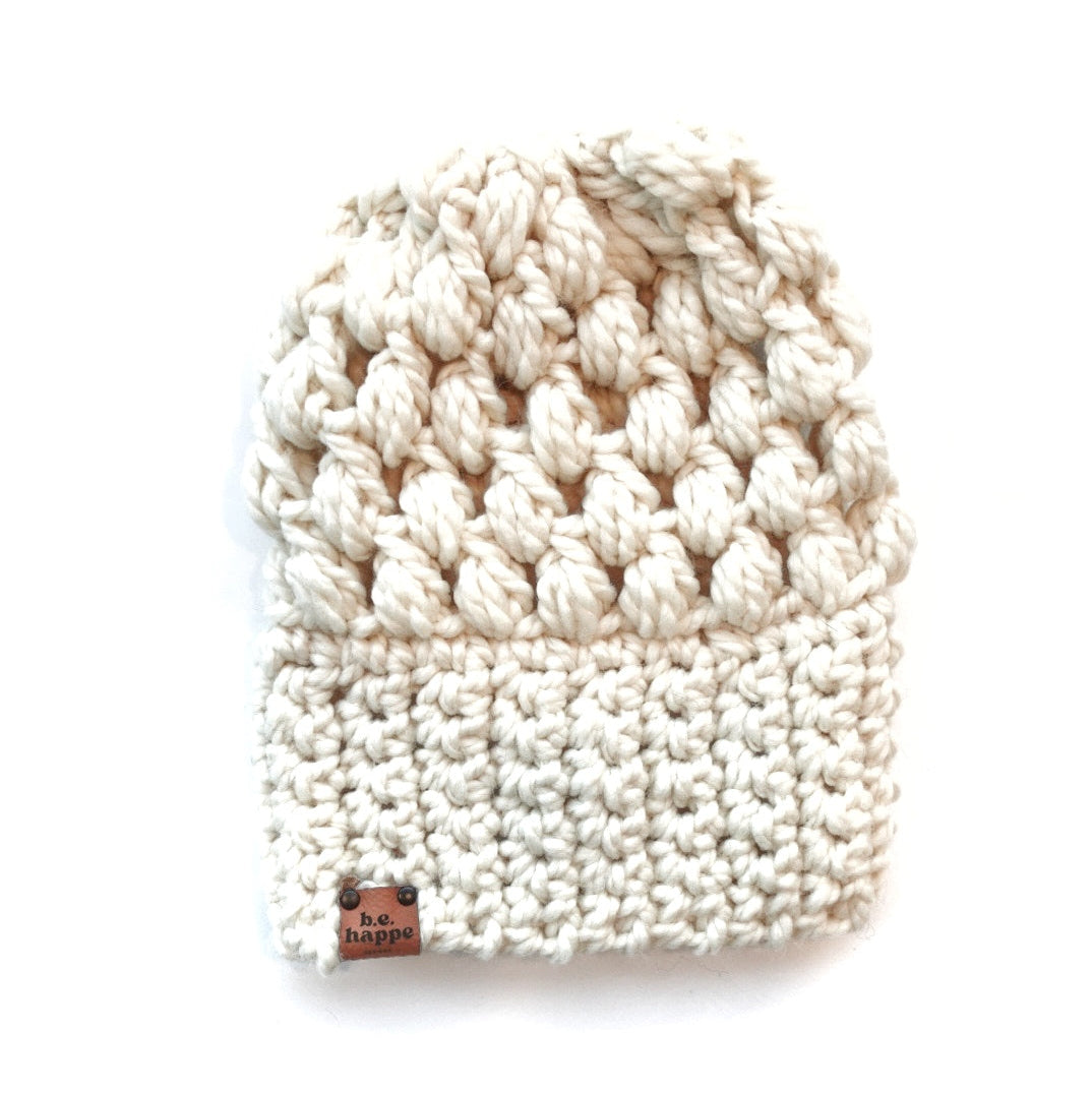 Crochet Slouch Hat | Cream Slouchy Beanie