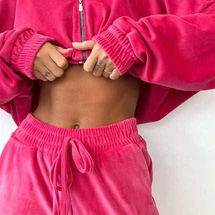Zip Up Long Sleeve Top and Pants Set