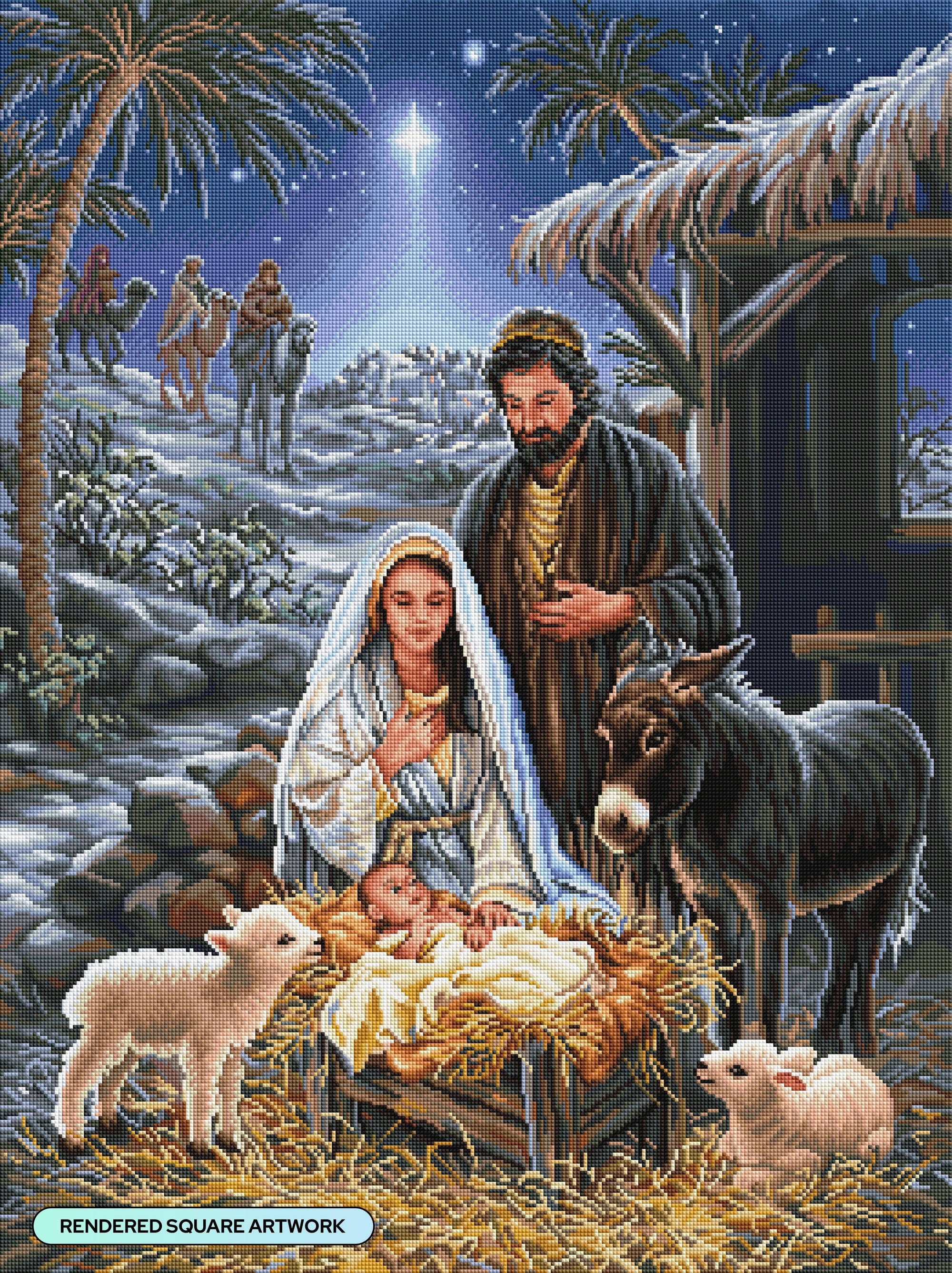 Diamond Art Club – A Savior is Born Nativity Diamond Painting (Square Drill, 25.6" x 34.3")