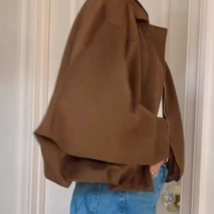 Zip Up Dropped Shoulder Suede Jacket