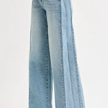 RISEN Mid Rise Wide Barrel Transferable Leg Snap Jeans