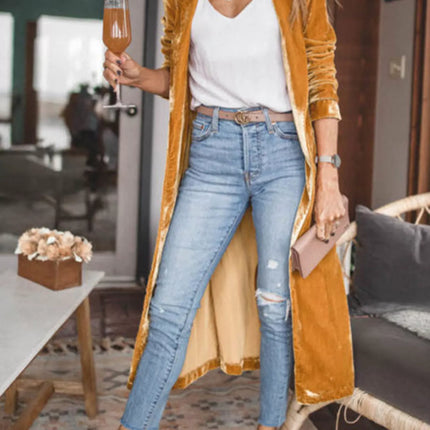 Open Front Long Sleeve Longline Cardigan