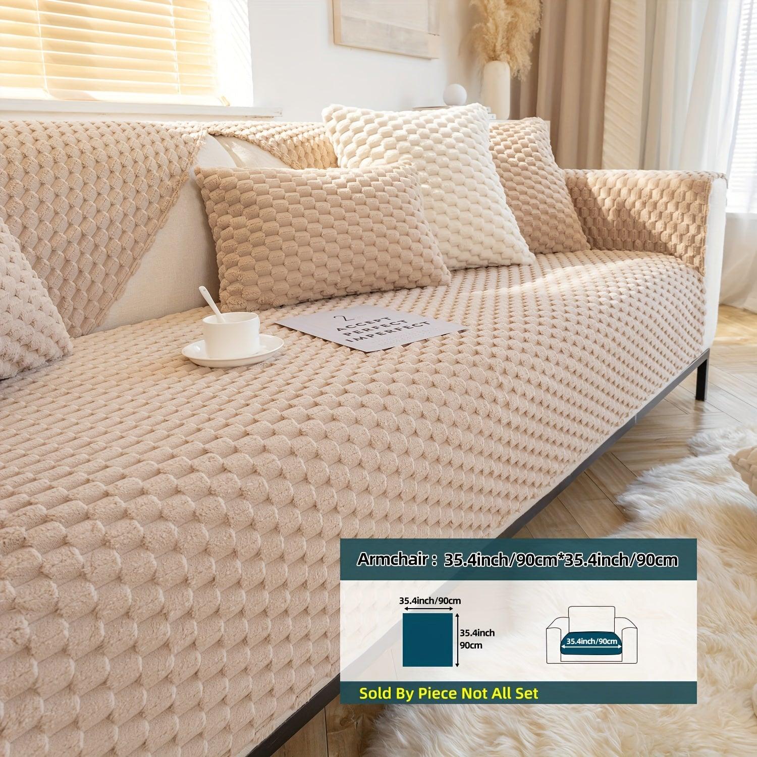 Plush Nordic Sofa Slipcover | non slip couch cover for dogs