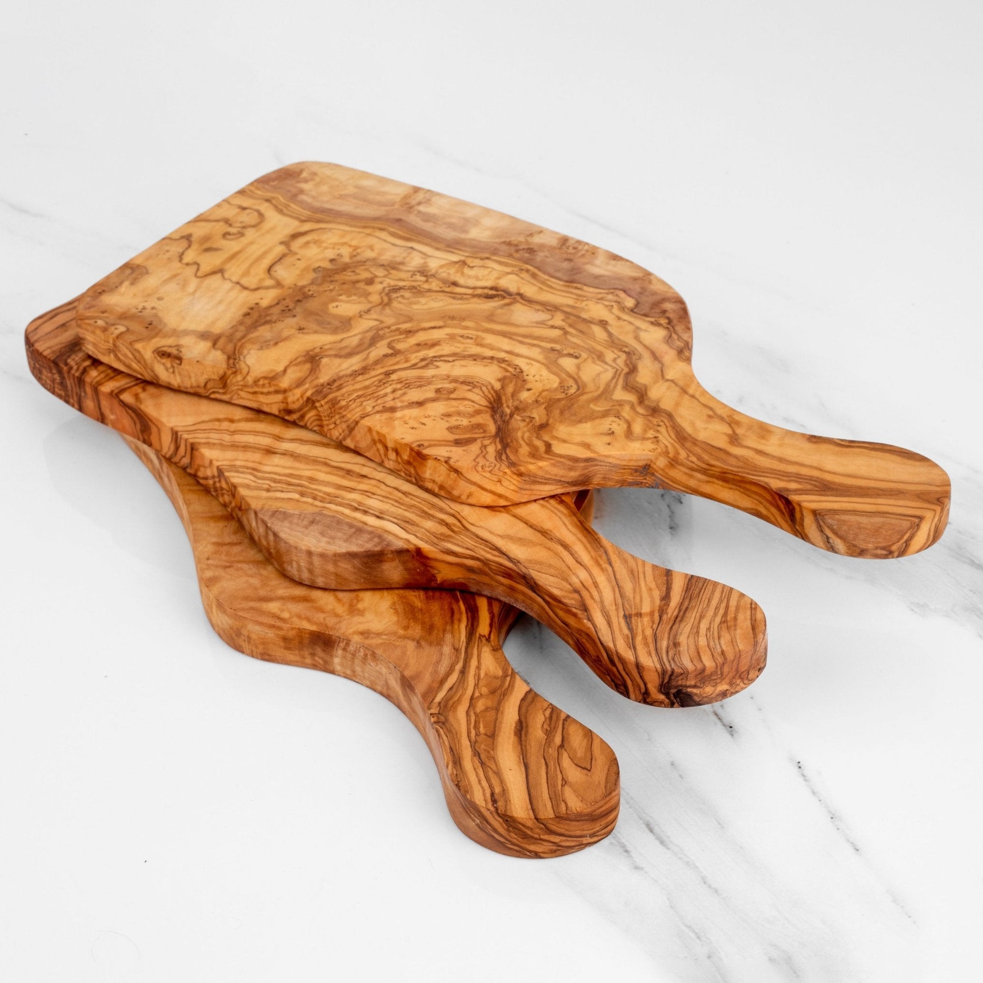 Handmade Olive Wood Cutting Board with Handle – Rectangular