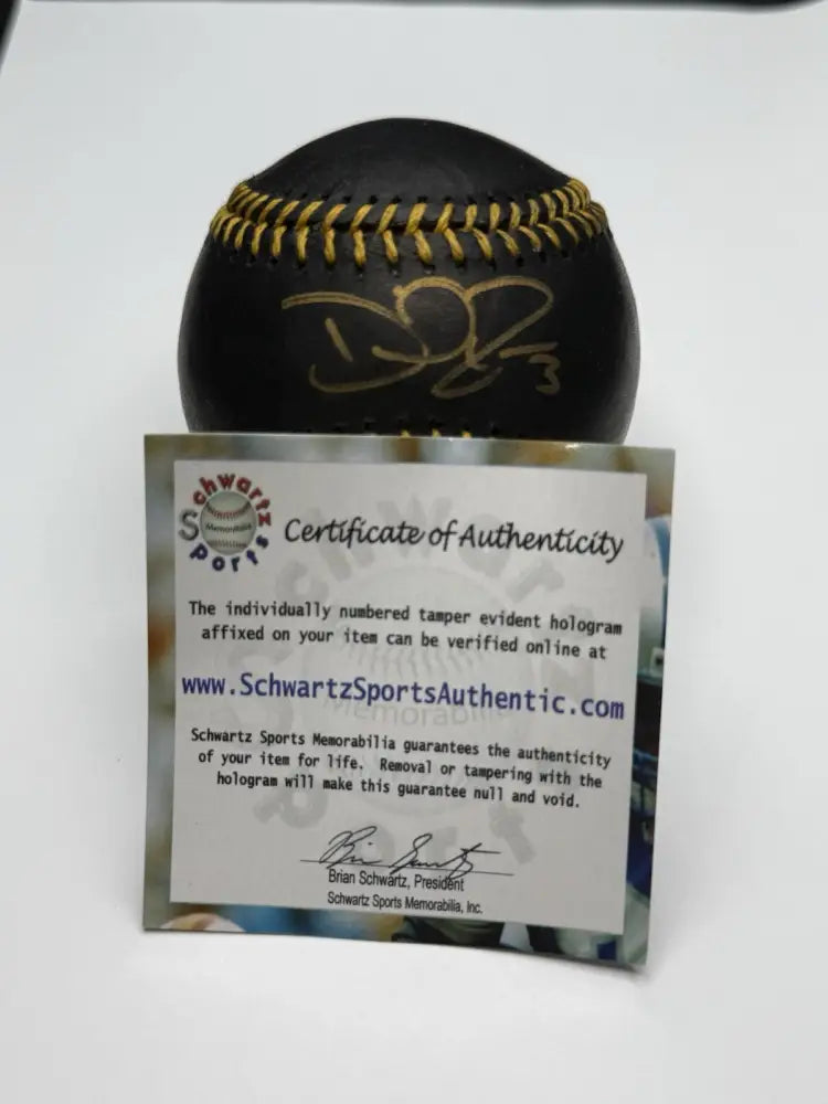 David Ross Signed Black Gold Baseball Cubs World Series COA Schwartz Sports