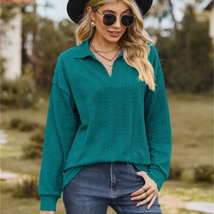Hannah's Collared Cable-Knit Blouse