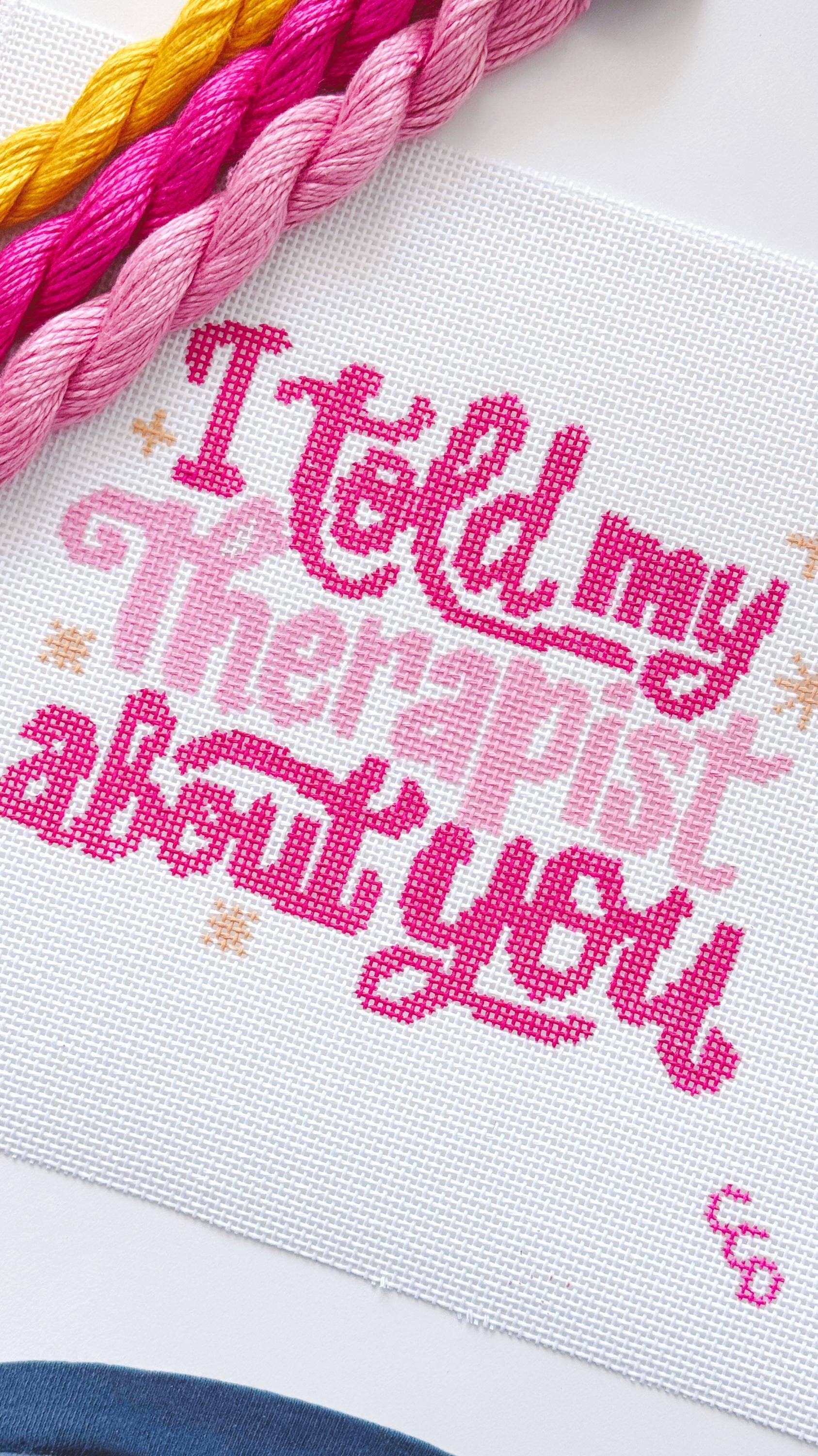 Cotswold Co Designs - Mental Health Needlepoint Canvas, Modern Cheeky Needlepoint Pillow Canvas, 13 Mesh, 9”x6” design, Snarky Needlepoint Canvas