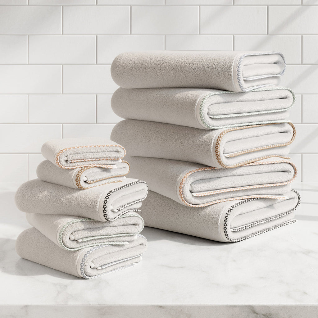 Cotton Border-Stitched 6-Piece Towel Set - Valery Collection