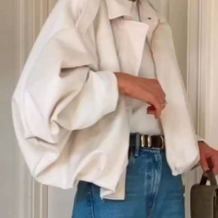 Zip Up Dropped Shoulder Suede Jacket
