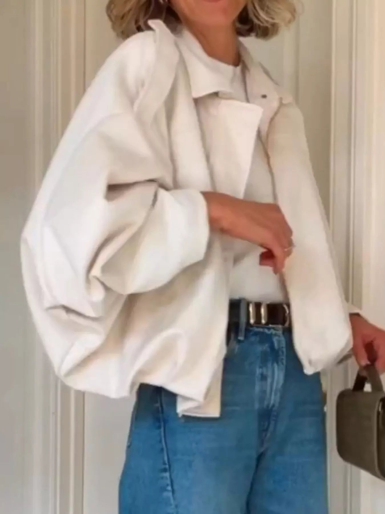 Zip Up Dropped Shoulder Suede Jacket