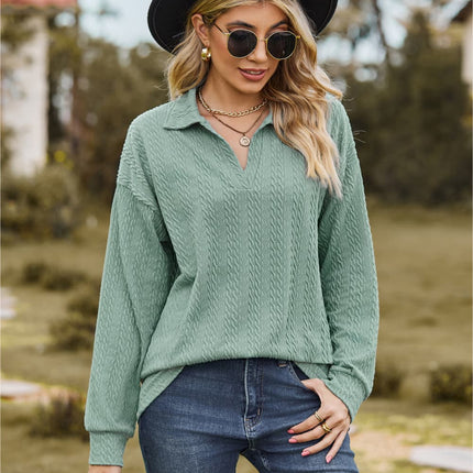 Hannah's Collared Cable-Knit Blouse