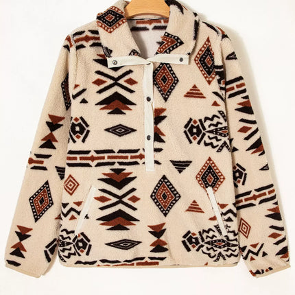 Western Aztec Half Zip Plush Sweatshirt