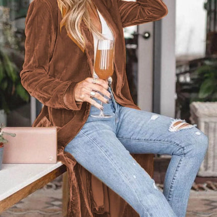 Open Front Long Sleeve Longline Cardigan