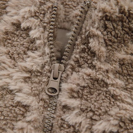 Sherpa Rhombus Zip Up Side Pocket Hooded Jacket