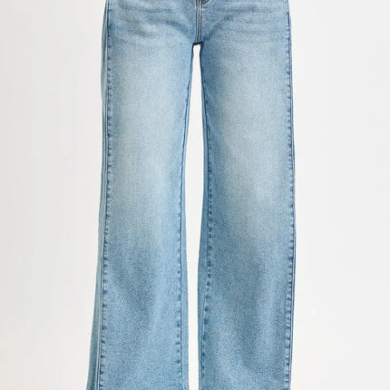 RISEN Mid Rise Wide Barrel Transferable Leg Snap Jeans