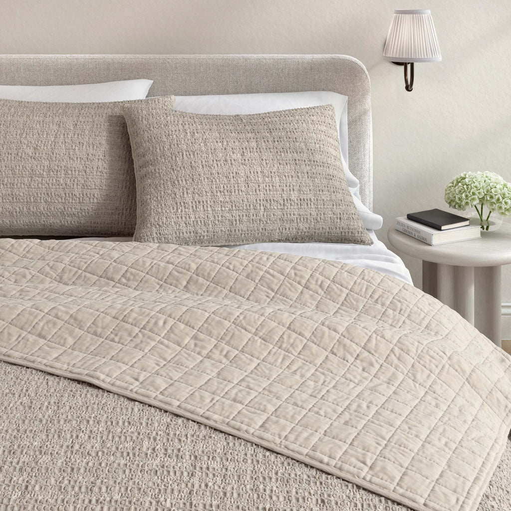100% Cotton Honeycomb Waffle Garment Washed Quilt Set - Genevieve Collection