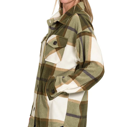 Oversized Plaid Fleece Shacket