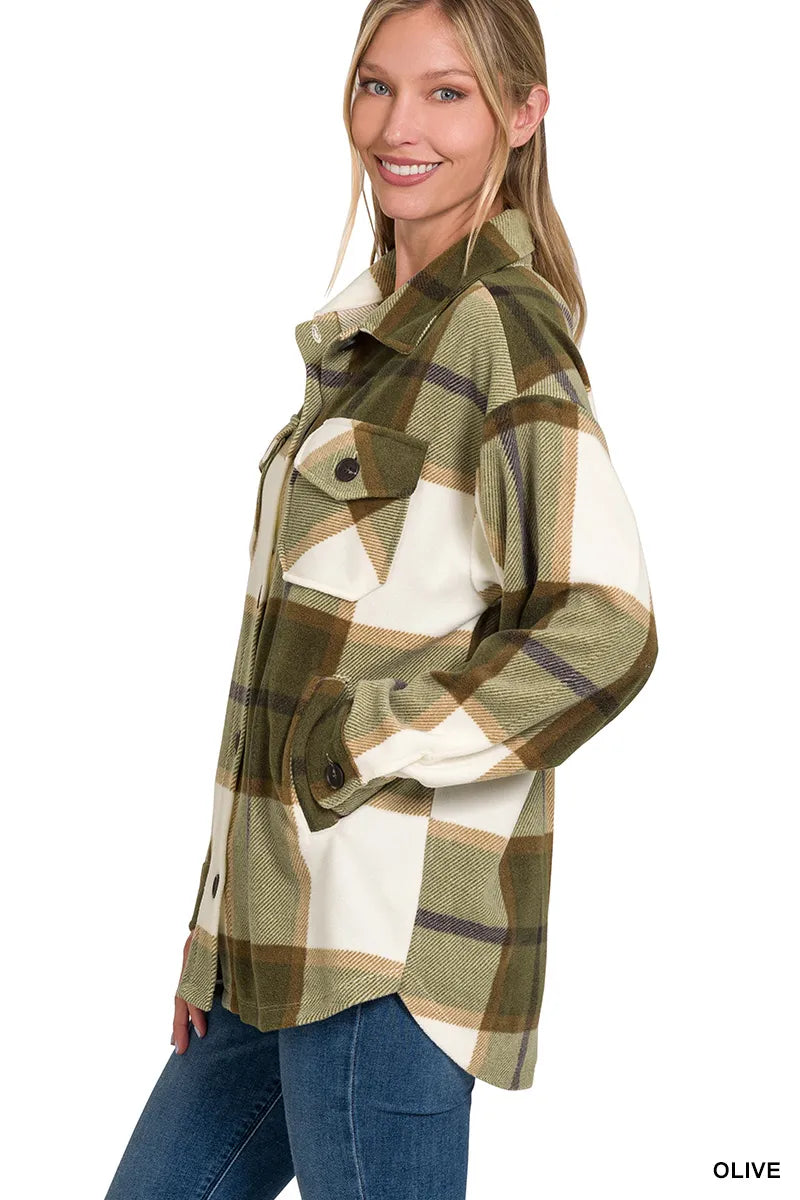 Oversized Plaid Fleece Shacket