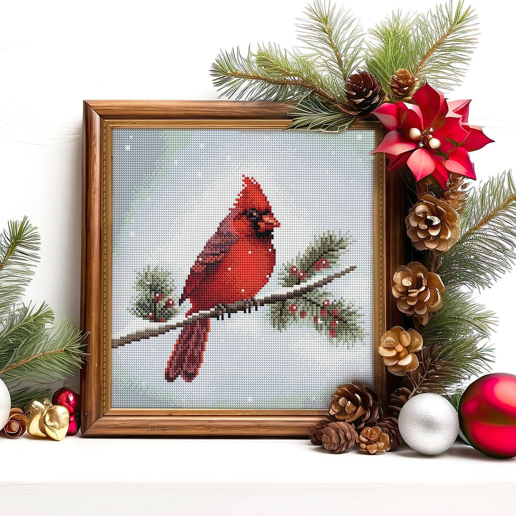 Diamond Art Club – Winter Cardinal Diamond Painting (Round Drill, 13" x 13")