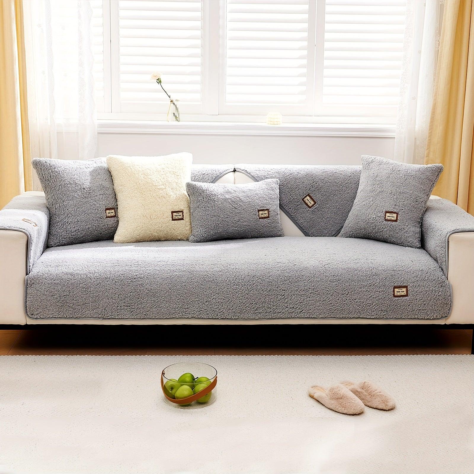 Durable 3 cushion couch cover | High-Quality Plush Sherpa Sofa Cover