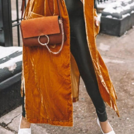 Open Front Long Sleeve Longline Cardigan