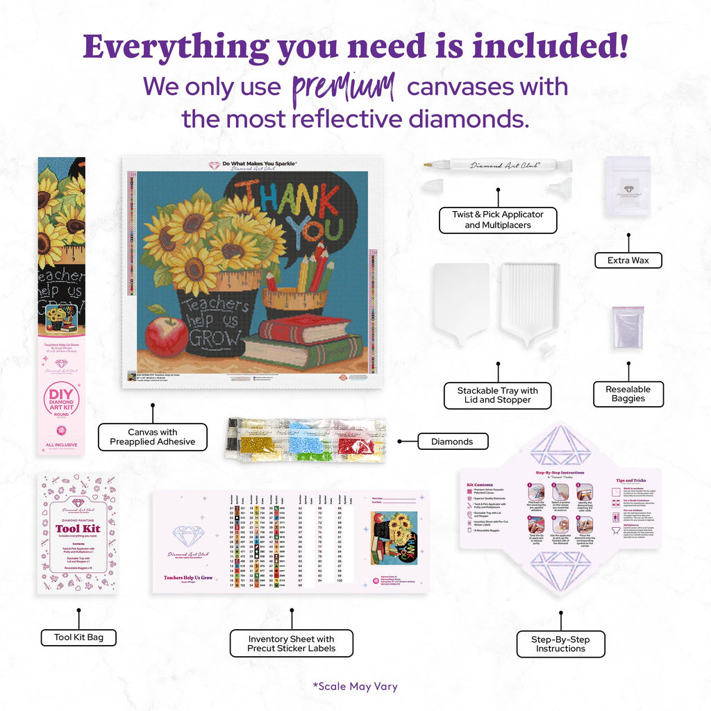 Diamond Art Club – Teachers Help Us Grow Diamond Painting (Round Drill, 25" x 22")