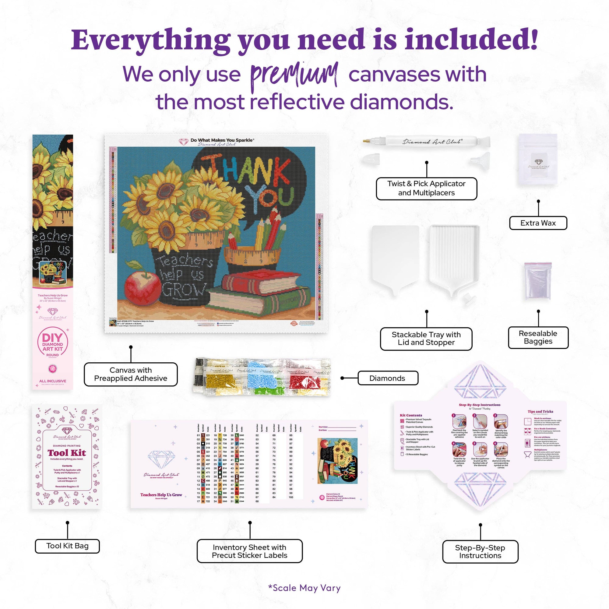 Diamond Art Club – Teachers Help Us Grow Diamond Painting (Round Drill, 25" x 22")