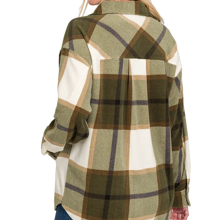 Oversized Plaid Fleece Shacket