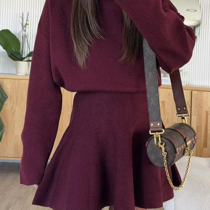 Round Neck Long Sleeve Mini Sweater Dress