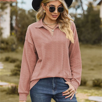 Hannah's Collared Cable-Knit Blouse