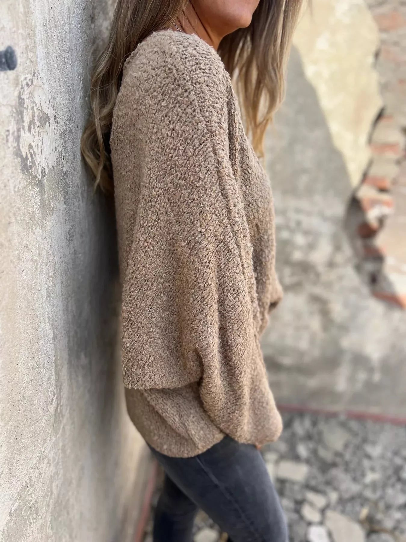 Full Size V-Neck Long Sleeve Sweater Plus Size