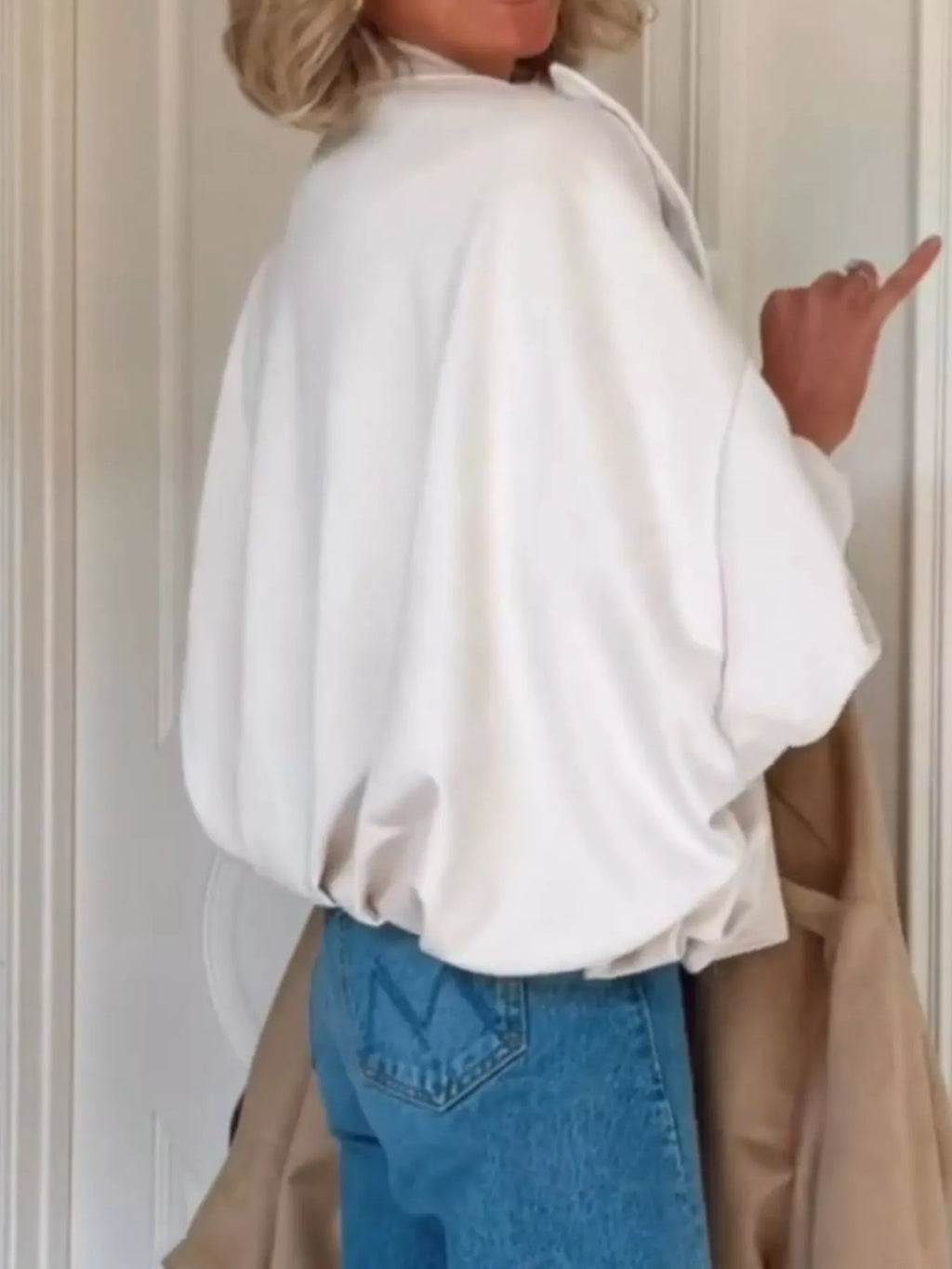 Zip Up Dropped Shoulder Suede Jacket