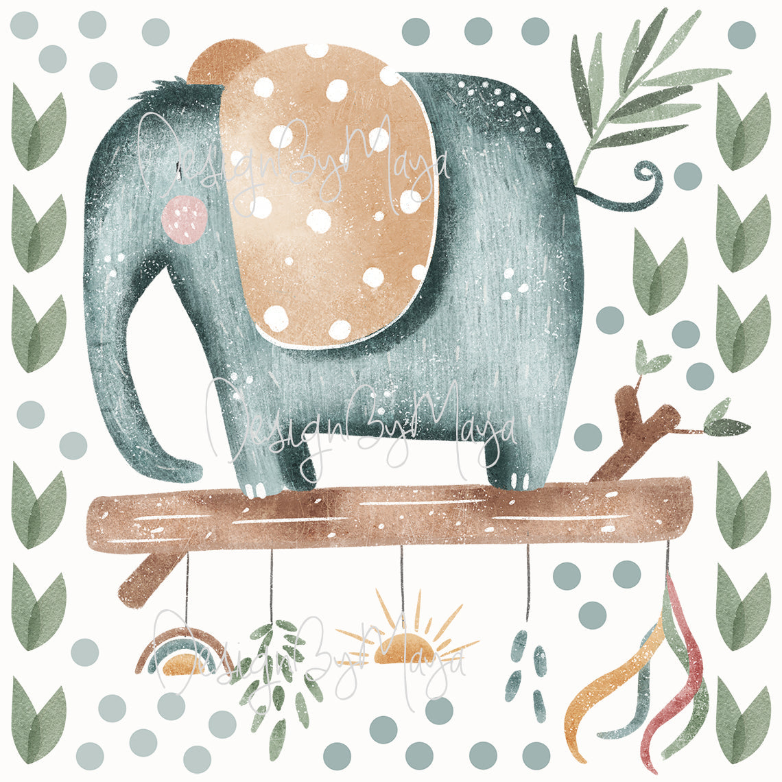 Baby Elephant - Fabric Nursery Wall Art Decals