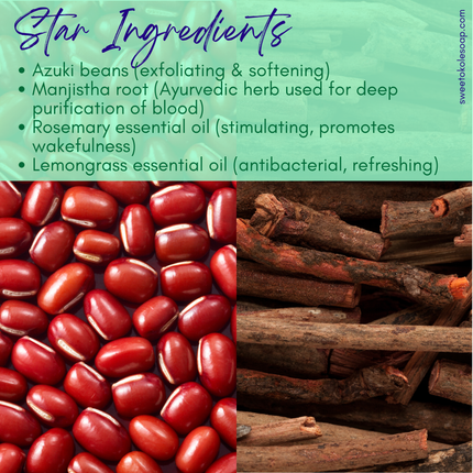 Red Bean & Root Soap, Zero Waste Gentle Exfoliant Scrub Bar