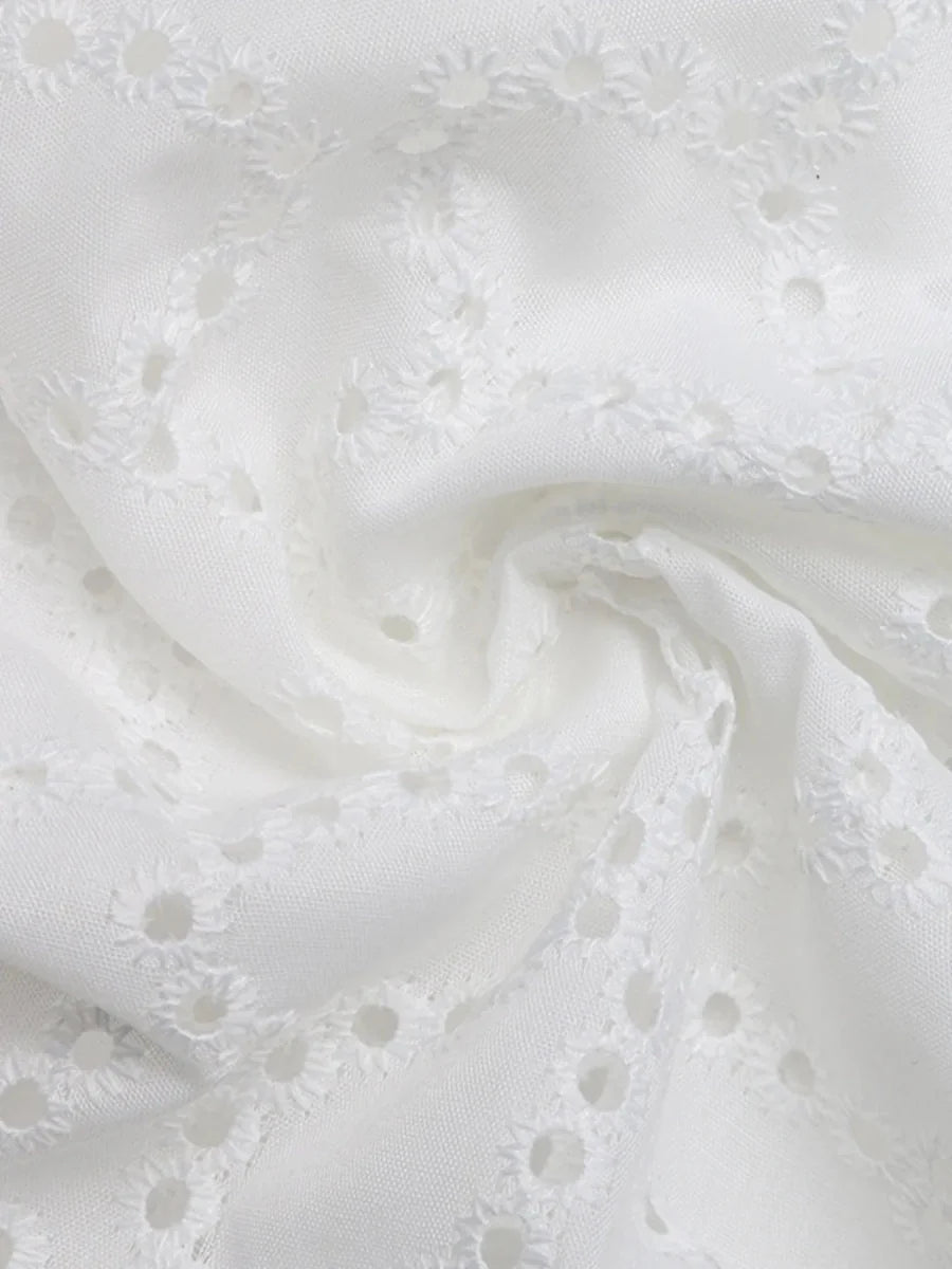 Eyelet Cutout Off-Shoulder Blouse