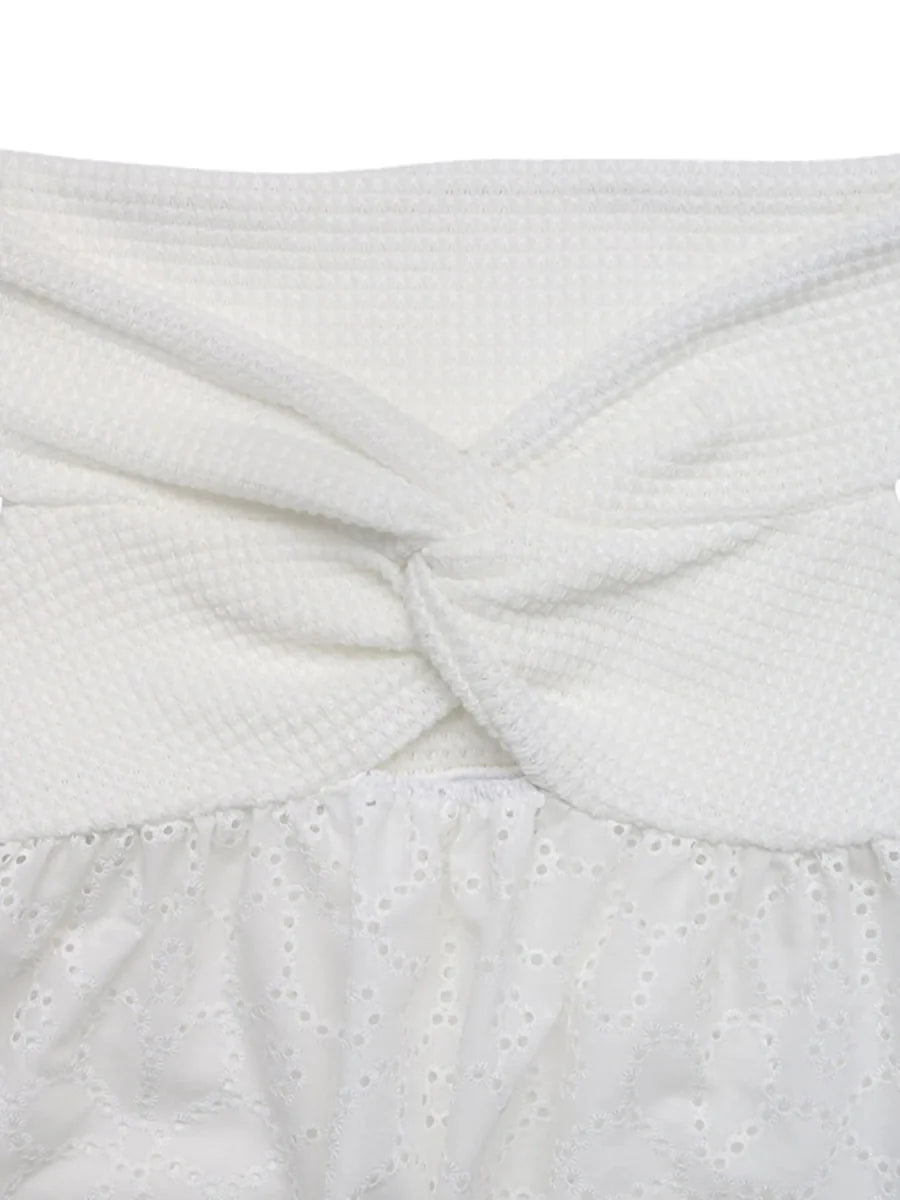 Eyelet Cutout Off-Shoulder Blouse