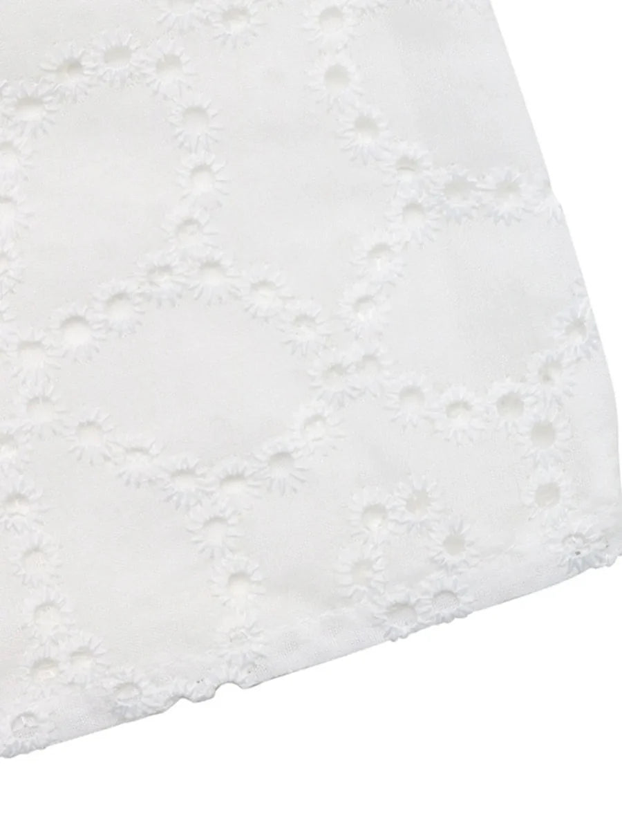 Eyelet Cutout Off-Shoulder Blouse