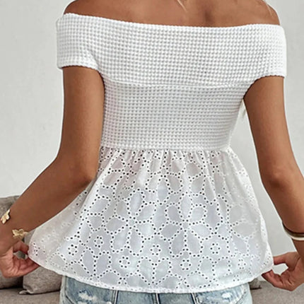 Eyelet Cutout Off-Shoulder Blouse