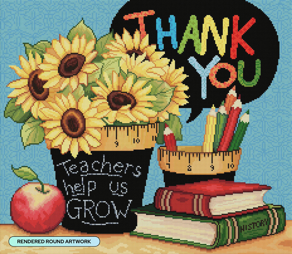 Diamond Art Club – Teachers Help Us Grow Diamond Painting (Round Drill, 25" x 22")