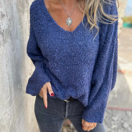Full Size V-Neck Long Sleeve Sweater Plus Size