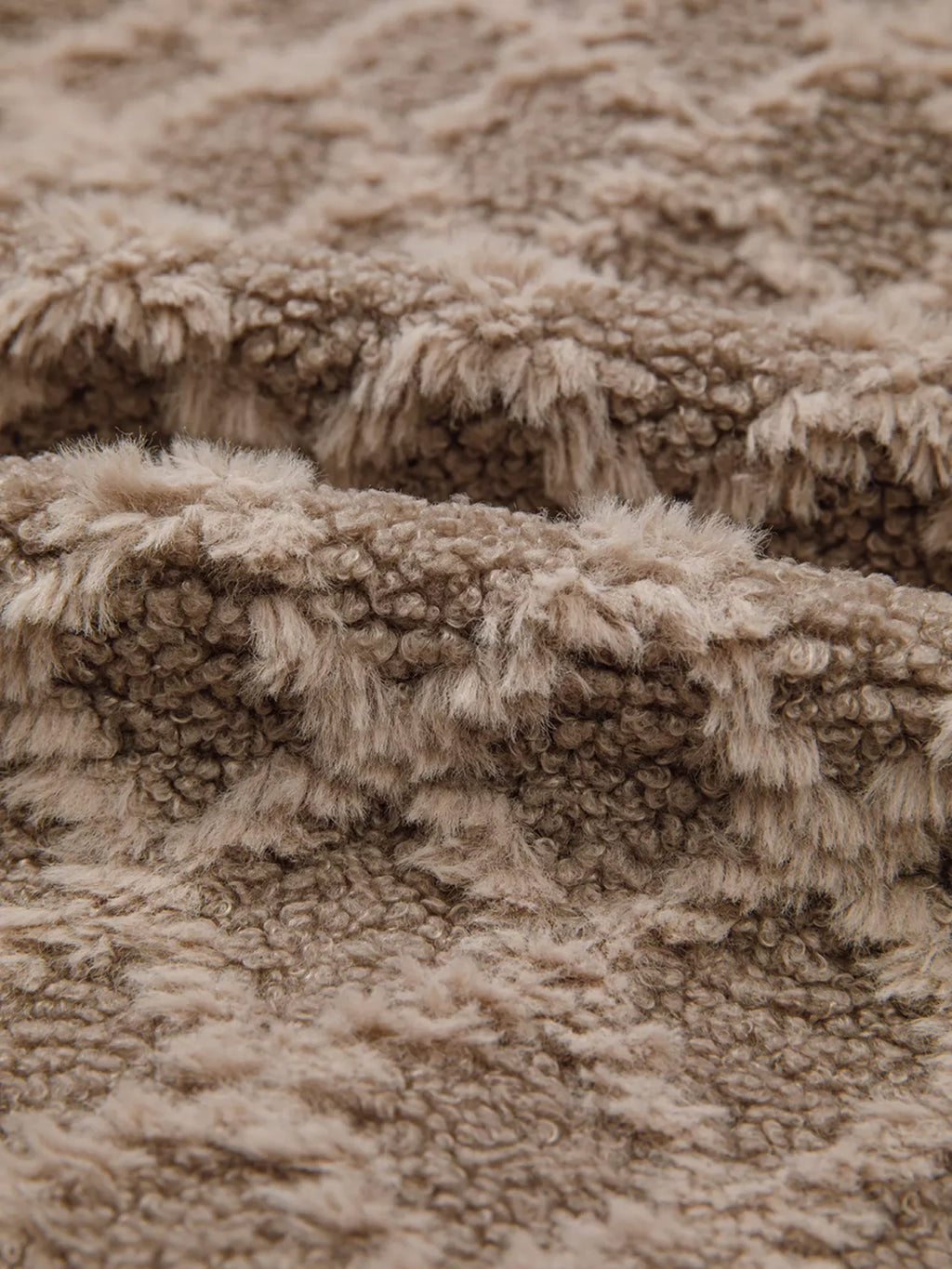 Sherpa Rhombus Zip Up Side Pocket Hooded Jacket