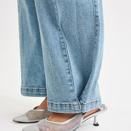 RISEN Mid Rise Wide Barrel Transferable Leg Snap Jeans