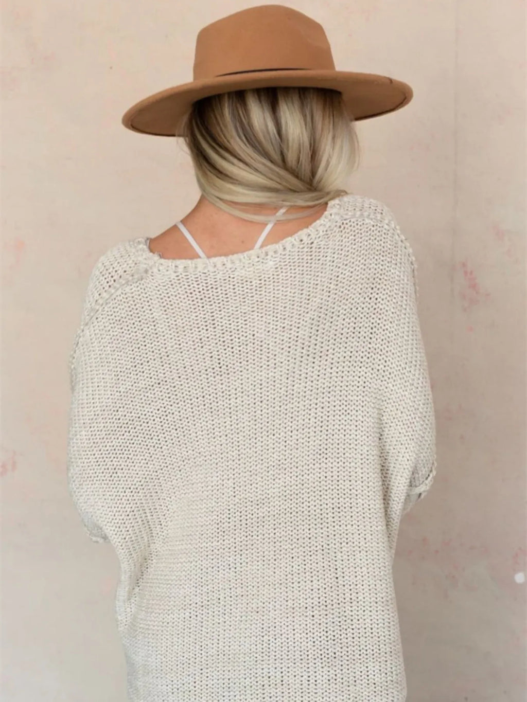 Round Neck Oversized Knit Top with Relaxed Fit