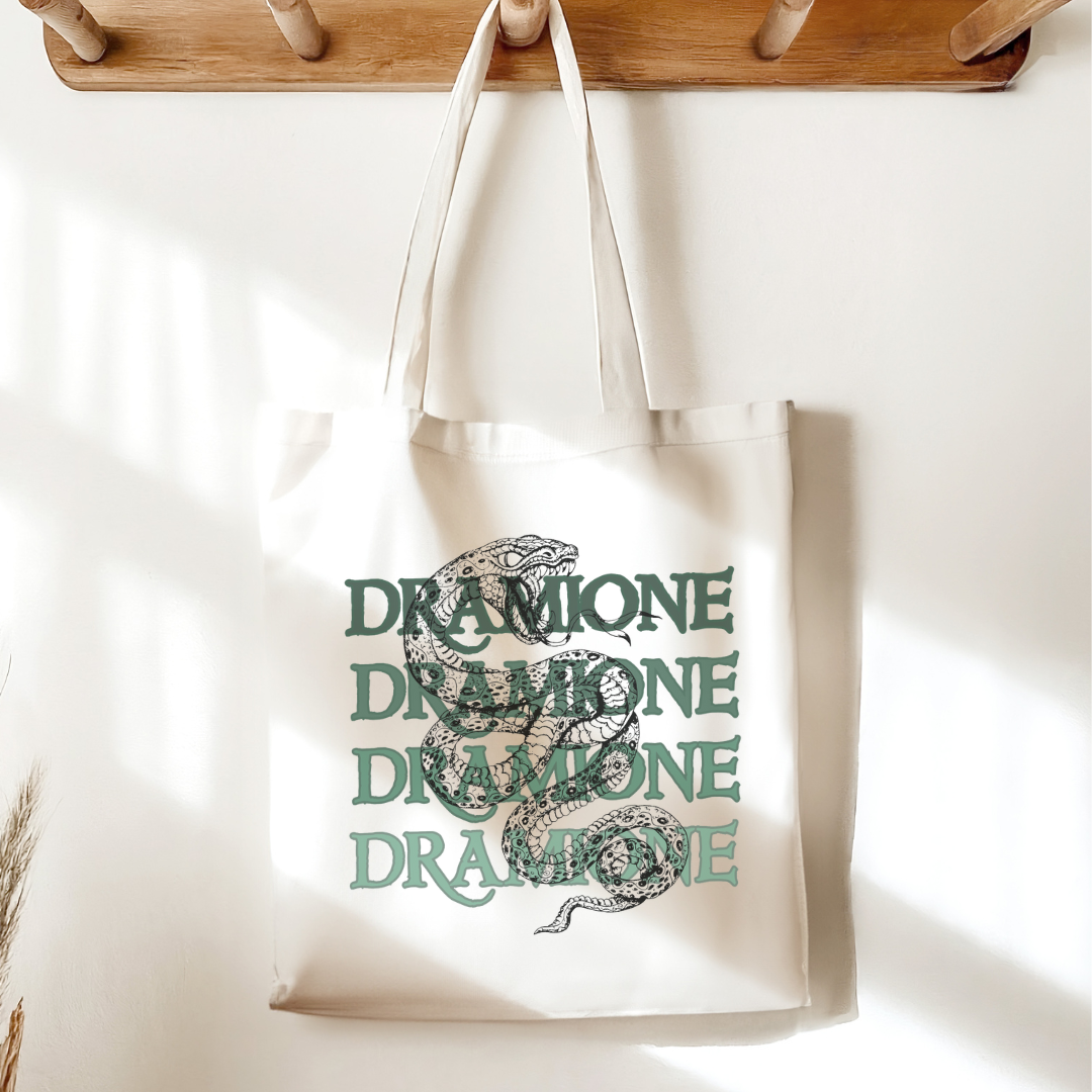 Awfullynerdy.co - Dramione Sublimated Canvas Tote Bag – White (14x16 Inch)