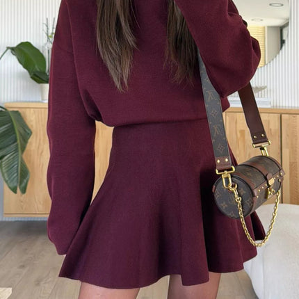 Round Neck Long Sleeve Mini Sweater Dress