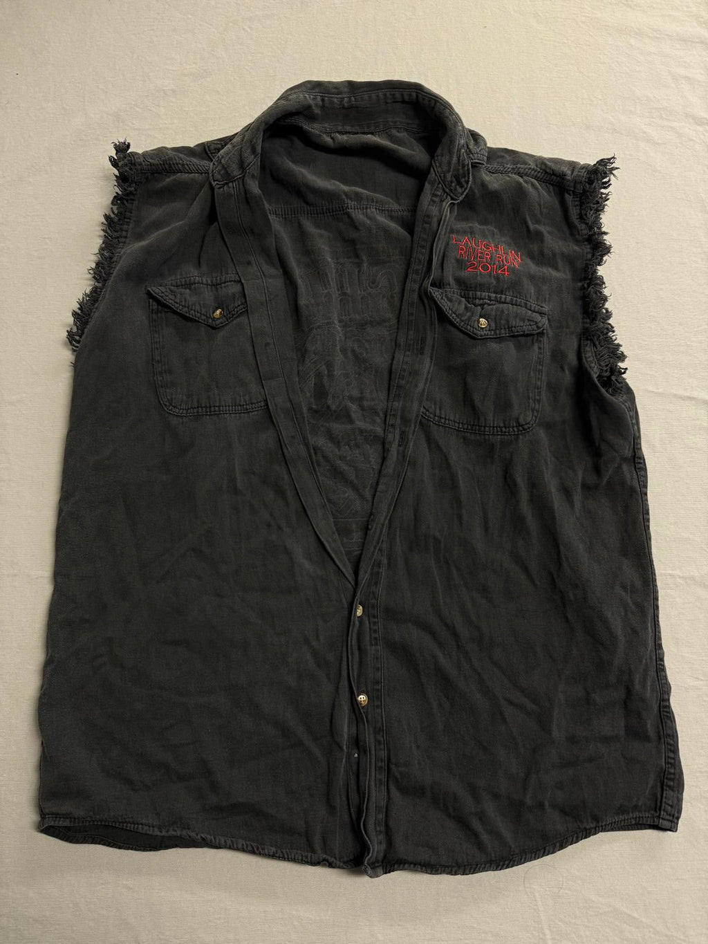 Biker Laughlin River Run Cut Off Vest 2014 Faded 2XL