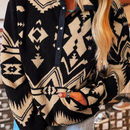 Western Aztec Half Zip Plush Sweatshirt