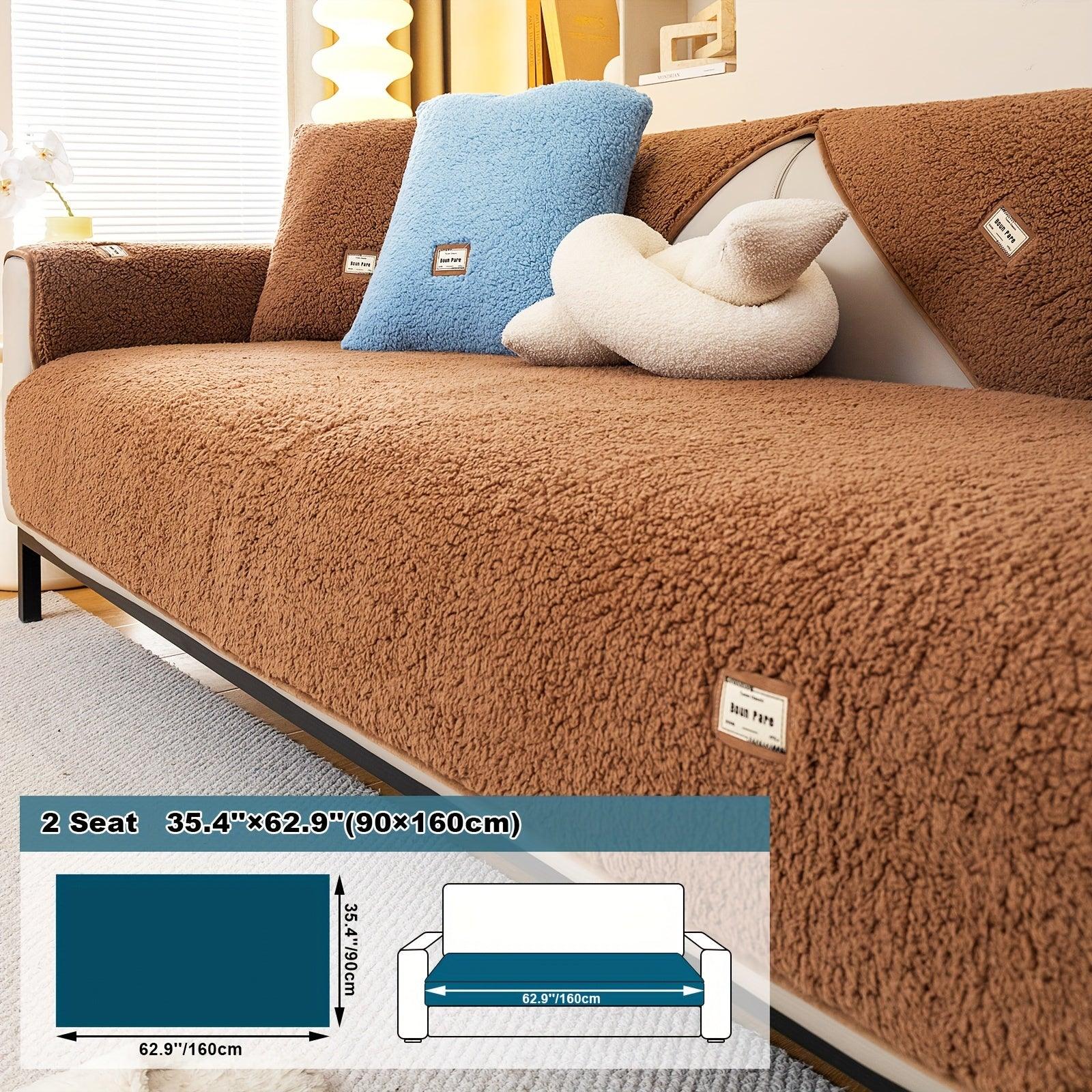 Durable 3 cushion couch cover | High-Quality Plush Sherpa Sofa Cover